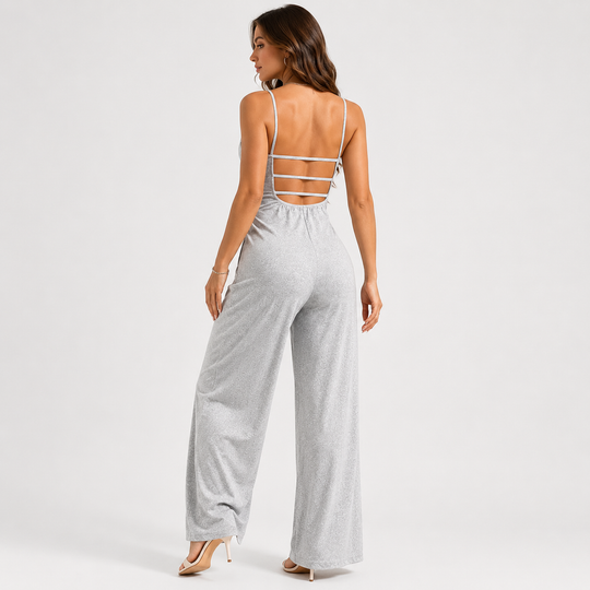Jumpsuit Damen Ärmellos Stretch High Waist Casual