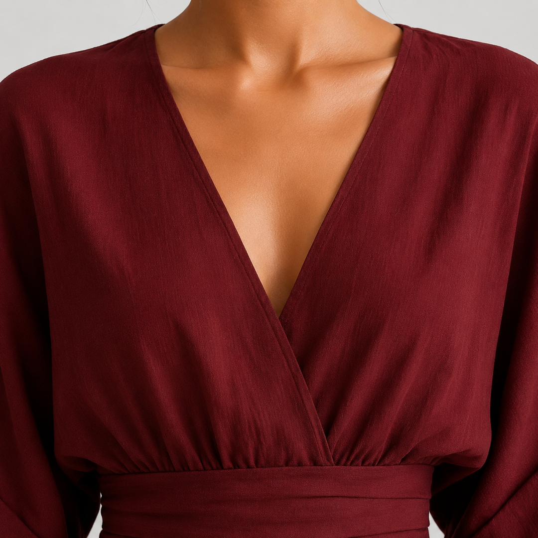 Jumpsuit Damen Weites Bein V-Ausschnitt Elegant