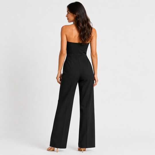 Jumpsuit Damen Trägerlos Weites Bein Elegant Festlich