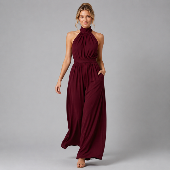 Jumpsuit Damen Weites Bein Neckholder Elegant Festlich