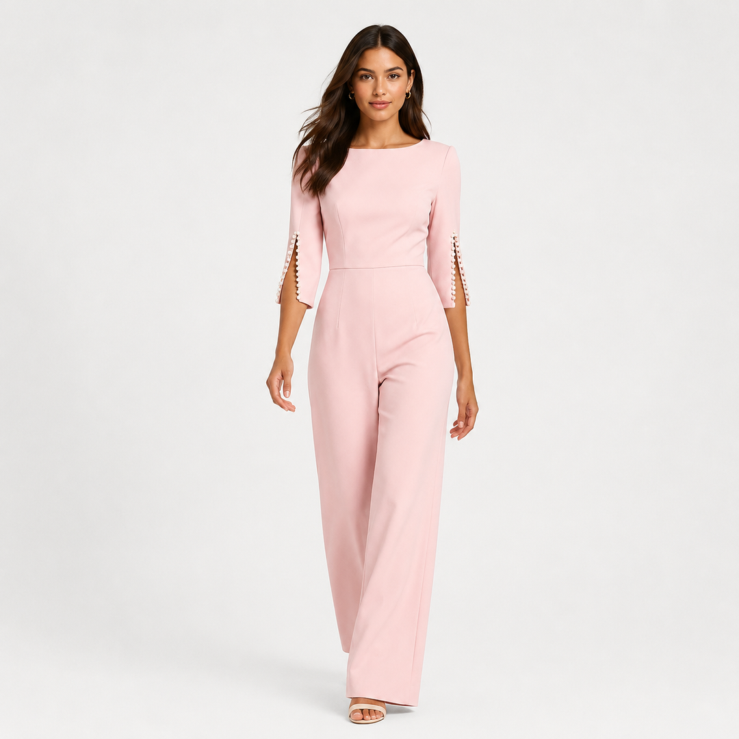 Jumpsuit Damen Perlen Detail Weites Bein Elegant