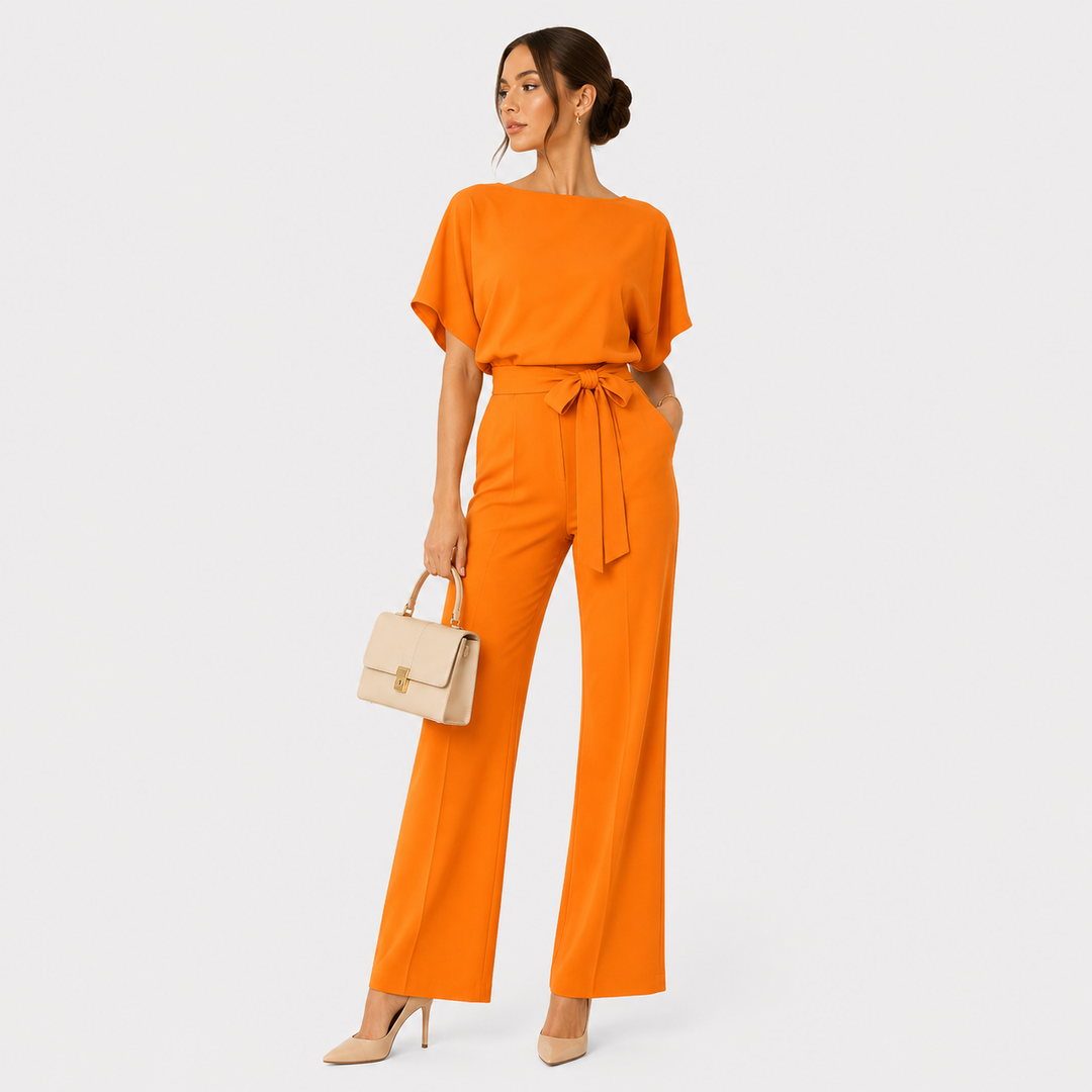 Jumpsuit Damen Weites Bein Gürtel Locker Casual