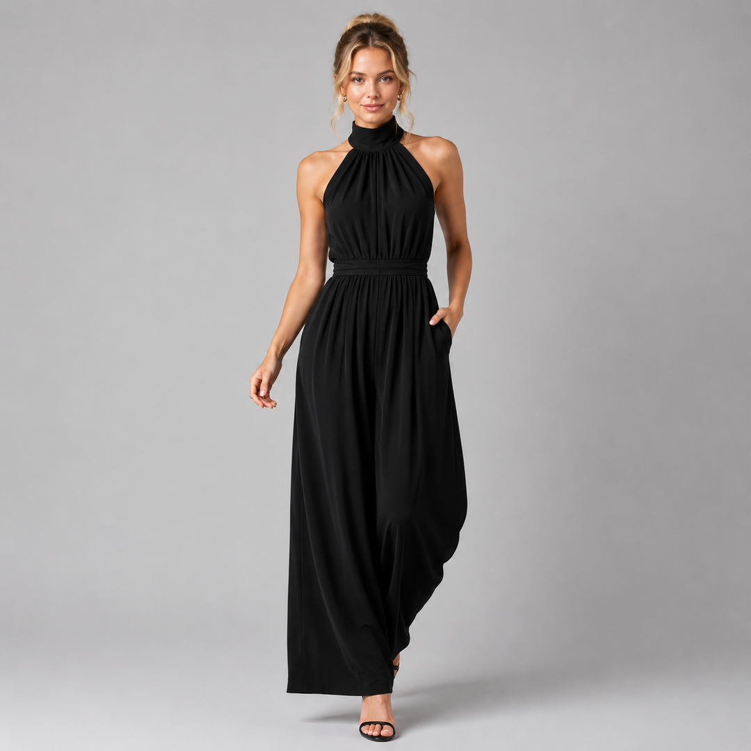 Jumpsuit Damen Weites Bein Neckholder Elegant Festlich