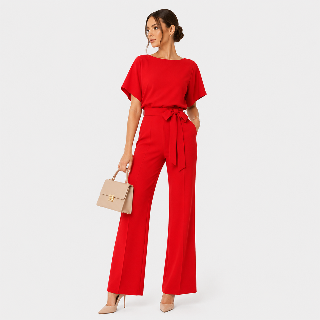 Jumpsuit Damen Weites Bein Gürtel Locker Casual