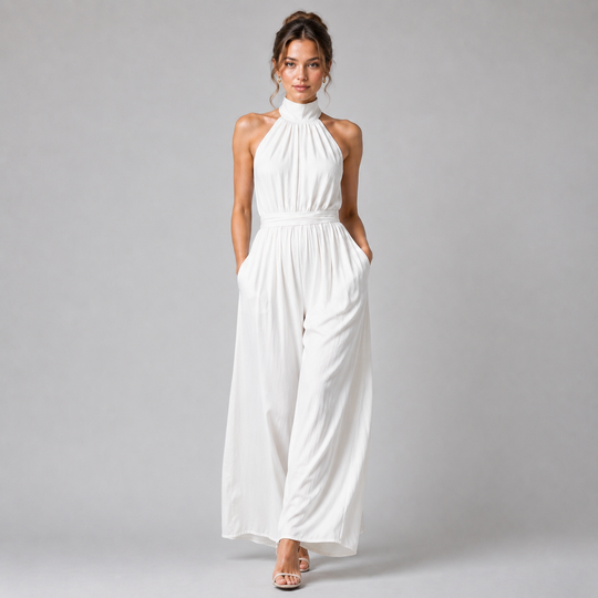 Jumpsuit Damen Weites Bein Neckholder Elegant Festlich