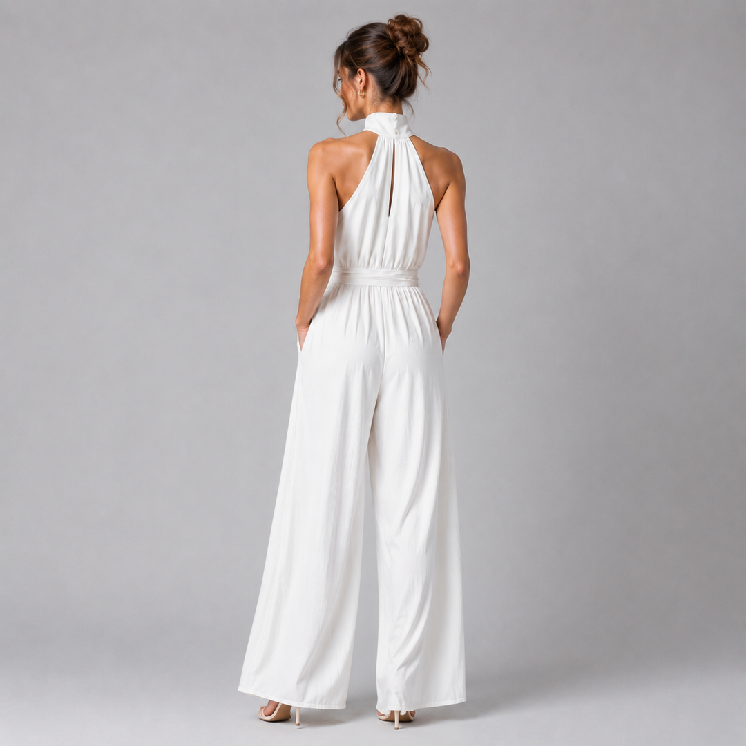 Jumpsuit Damen Weites Bein Neckholder Elegant Festlich