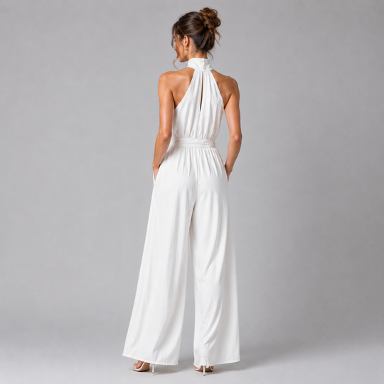Jumpsuit Damen Weites Bein Neckholder Elegant Festlich