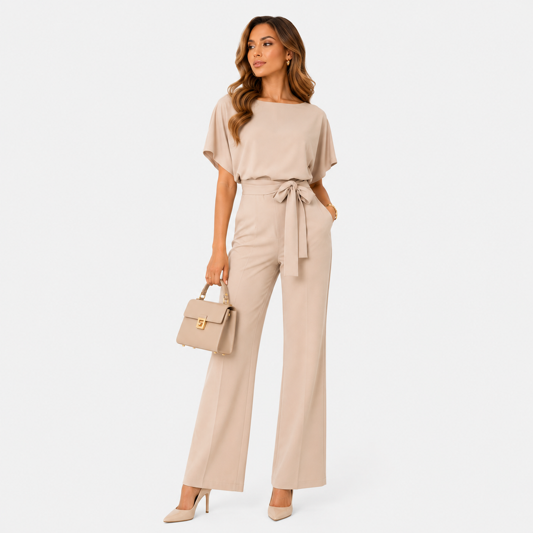 Jumpsuit Damen Weites Bein Gürtel Locker Casual