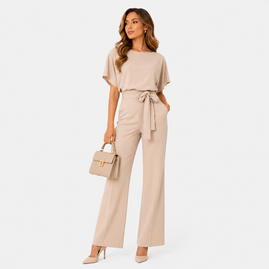 Jumpsuit Damen Weites Bein Gürtel Locker Casual