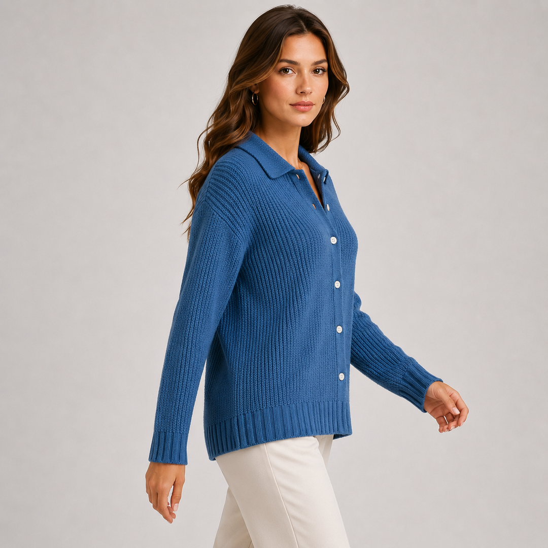 Lange Strickjacke Damen Weich Kuschelig Knopfleiste