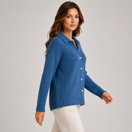 Lange Strickjacke Damen Weich Kuschelig Knopfleiste