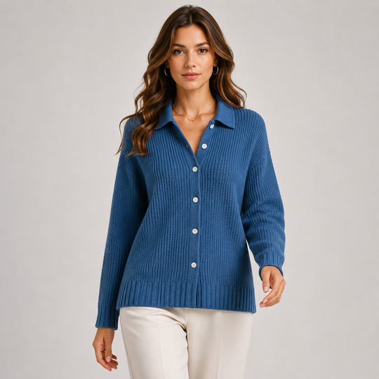 Lange Strickjacke Damen Weich Kuschelig Knopfleiste