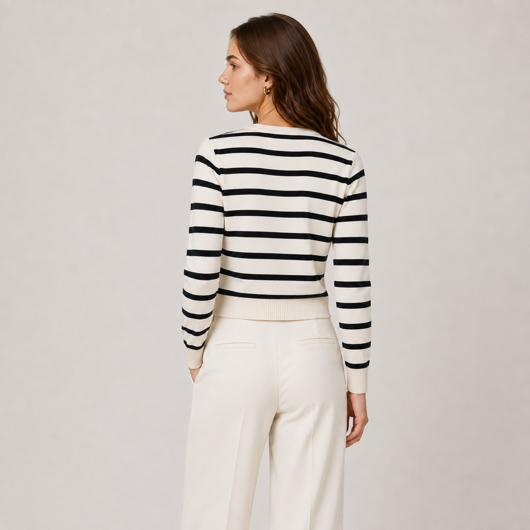 Strickjacke Damen Gestreift Langarm Cardigan Strick