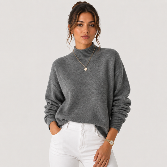 Rollkragenpullover Damen Strick Kuschelig Leicht Winter