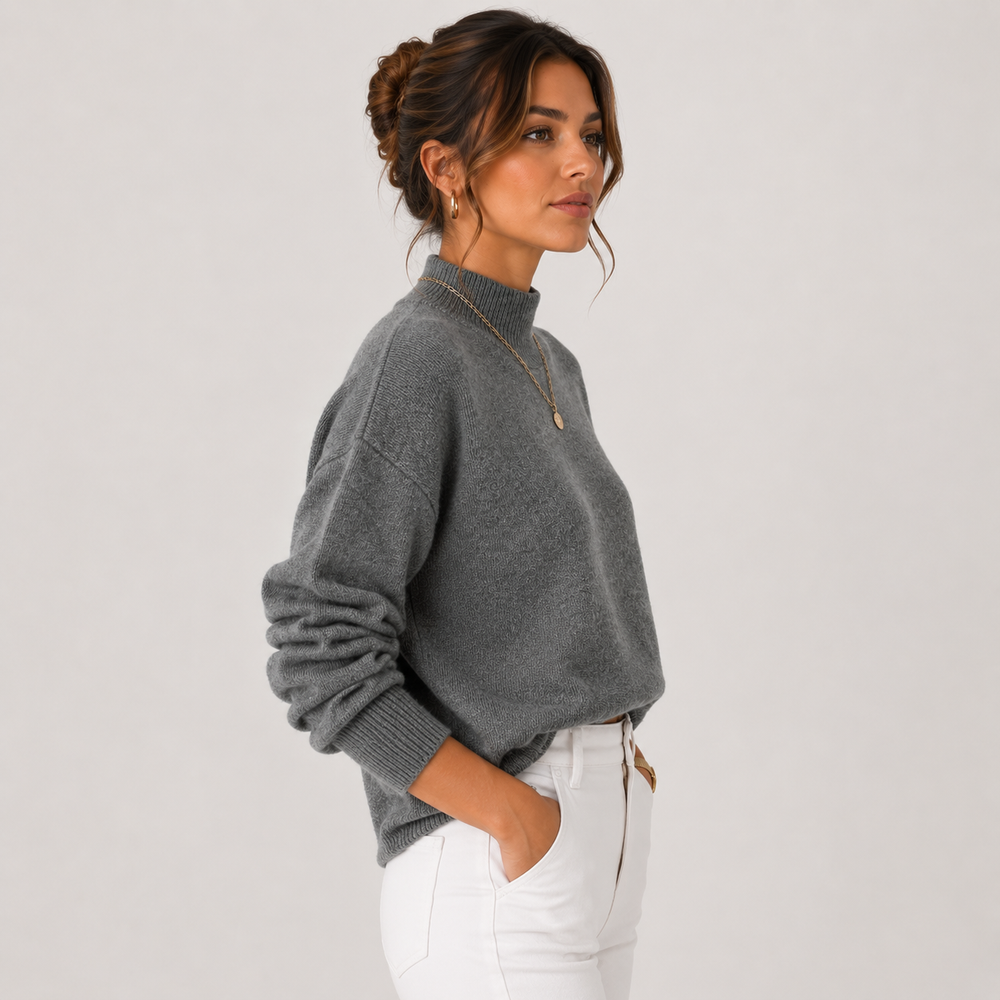 Rollkragenpullover Damen Strick Kuschelig Leicht Winter