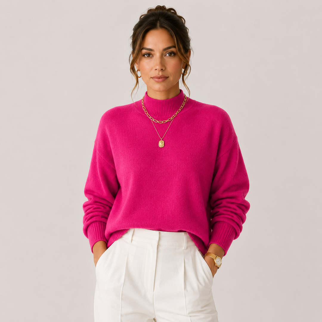 Rollkragenpullover Damen Strick Kuschelig Leicht Winter