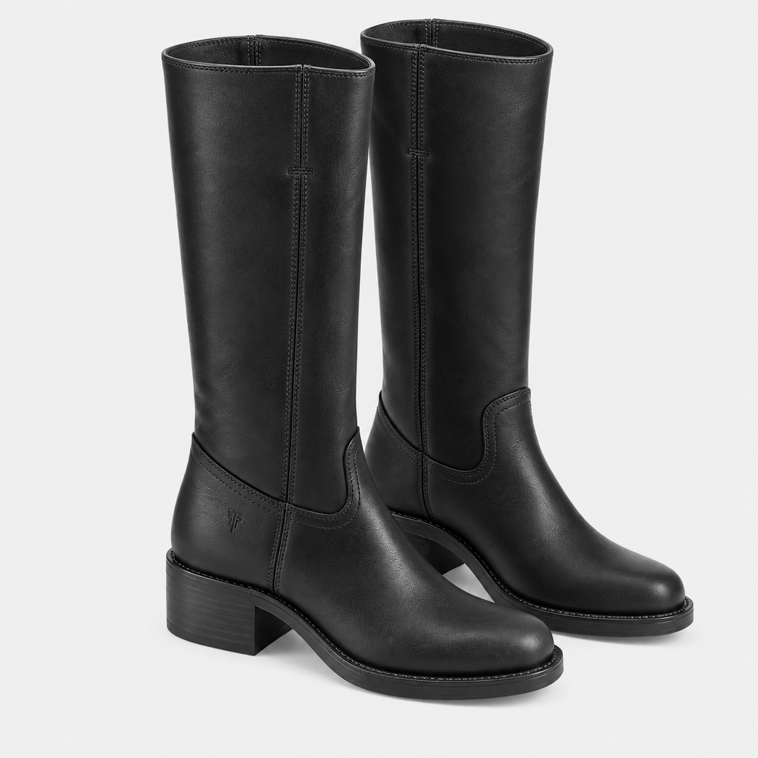 Stiefel Damen Kniehoch Blockabsatz Klassisch Langschaft