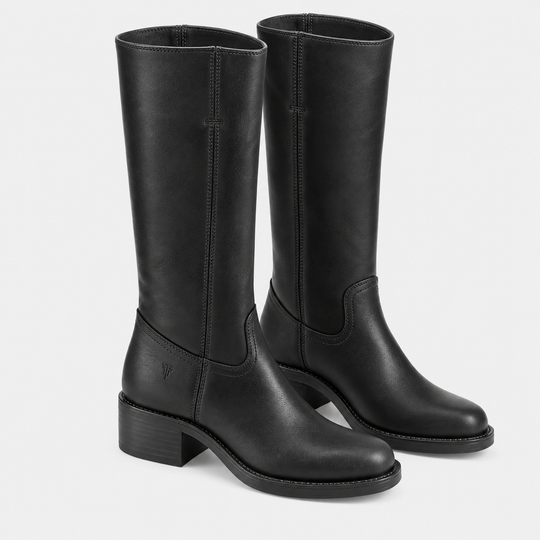 Stiefel Damen Kniehoch Blockabsatz Klassisch Langschaft