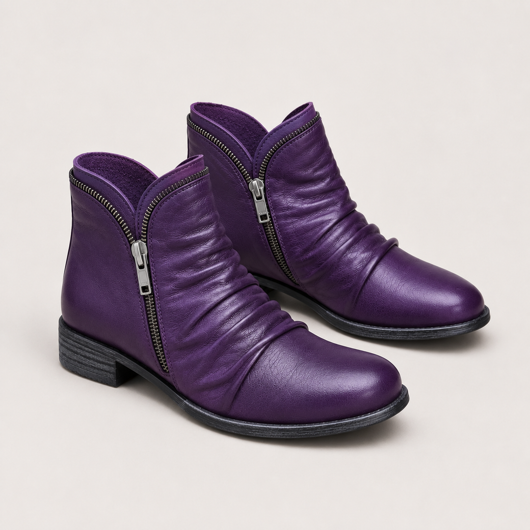 Stiefeletten Damen Kunstleder Reißverschluss Bequem