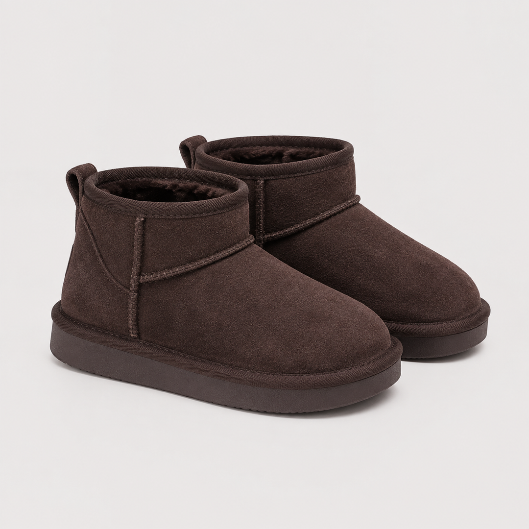 Winterboots Damen Kunstfell Warm Gefüttert Kurz Bequem