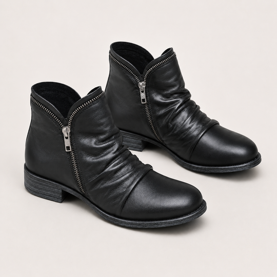 Stiefeletten Damen Kunstleder Reißverschluss Bequem