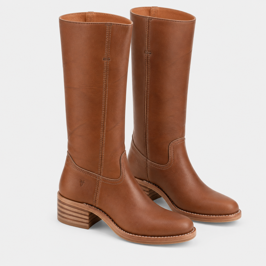 Stiefel Damen Kniehoch Blockabsatz Klassisch Langschaft