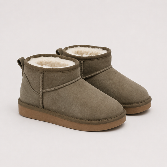 Winterboots Damen Kunstfell Warm Gefüttert Kurz Bequem