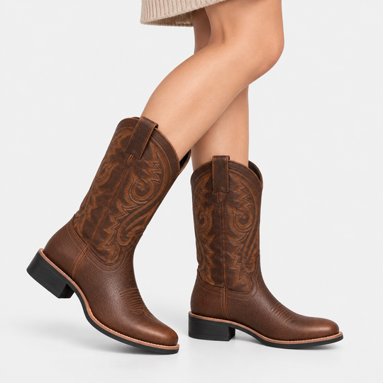 Cowboystiefel Damen Kunstleder Bestickt Western