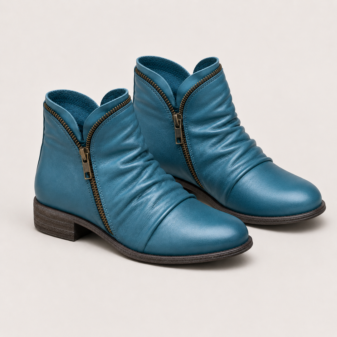 Stiefeletten Damen Kunstleder Reißverschluss Bequem