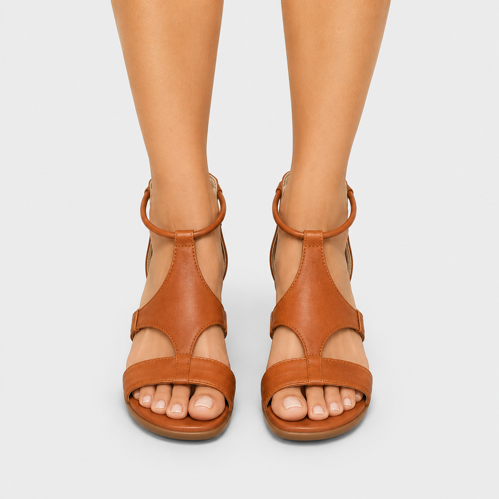 Sandalen Damen Kunstleder Offene Spitze Bequem Fußbett