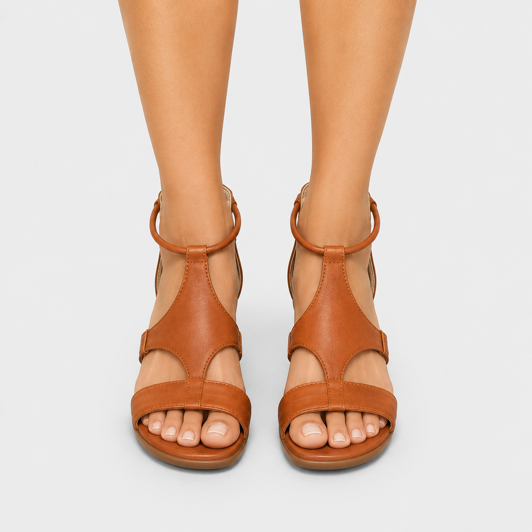 Sandalen Damen Kunstleder Offene Spitze Bequem Fußbett