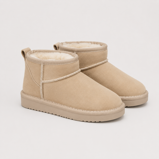 Winterboots Damen Kunstfell Warm Gefüttert Kurz Bequem