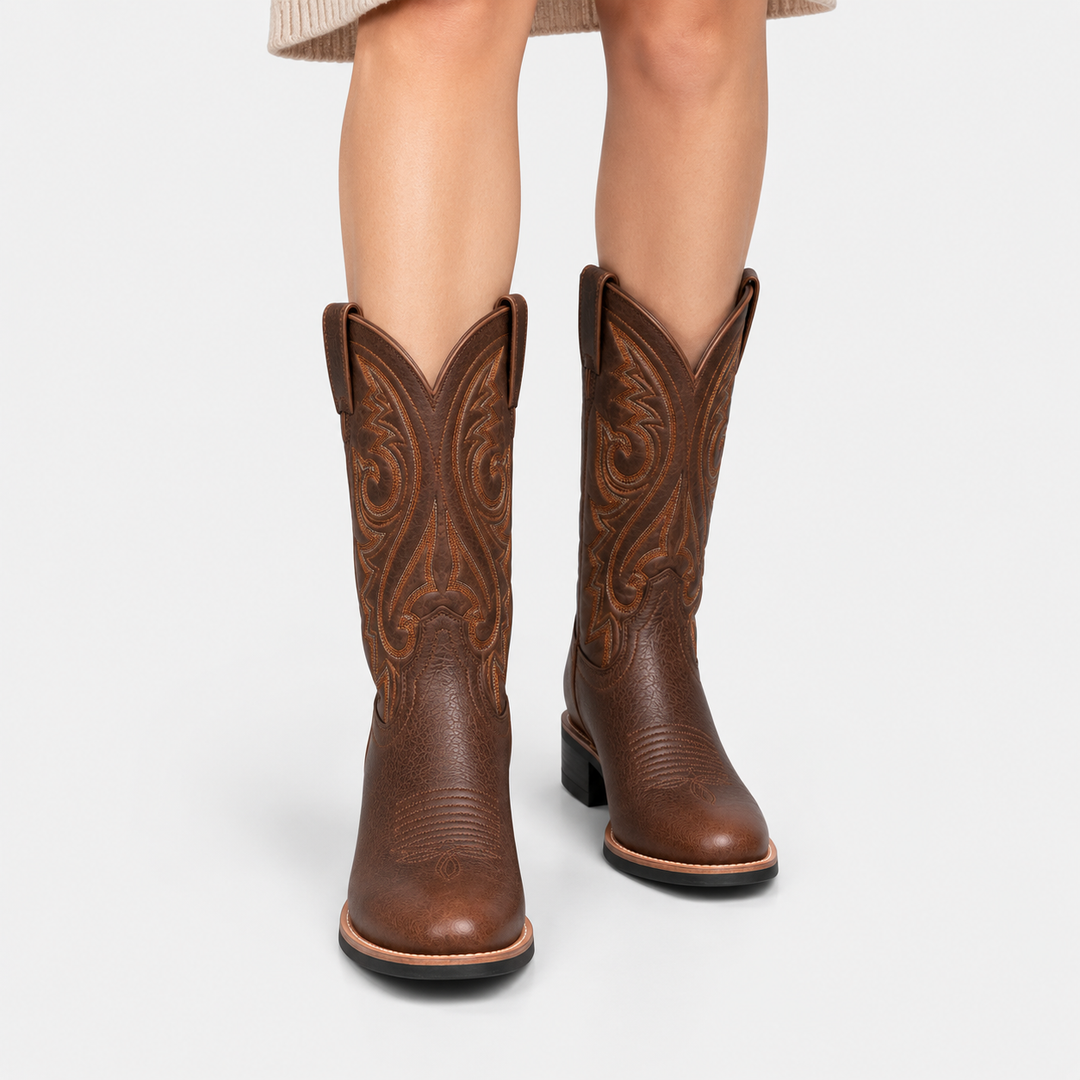 Cowboystiefel Damen Kunstleder Bestickt Western