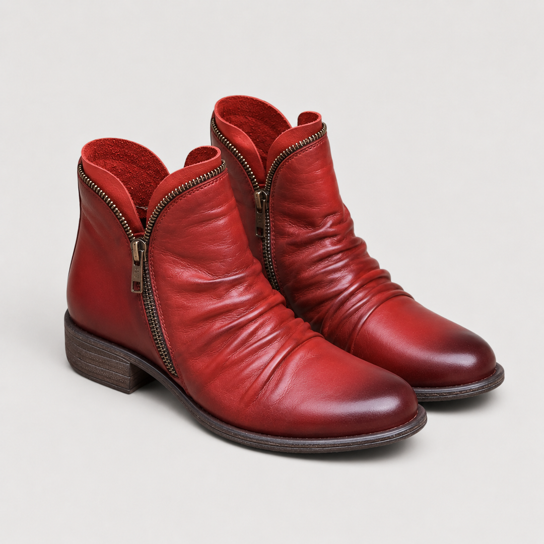 Stiefeletten Damen Kunstleder Reißverschluss Bequem
