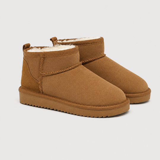 Winterboots Damen Kunstfell Warm Gefüttert Kurz Bequem