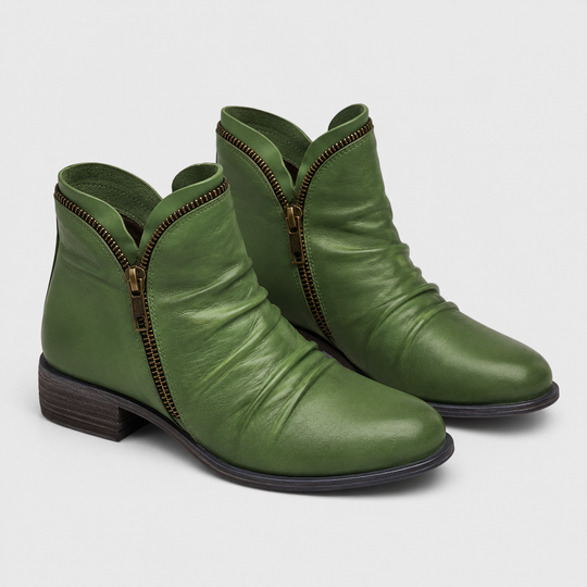 Stiefeletten Damen Kunstleder Reißverschluss Bequem