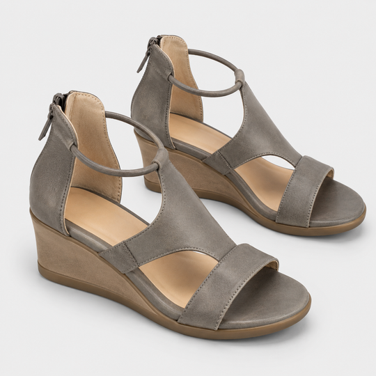 Sandalen Damen Kunstleder Offene Spitze Bequem Fußbett