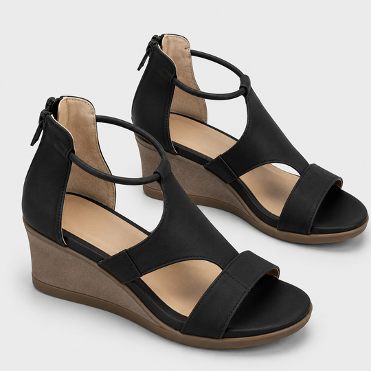 Sandalen Damen Kunstleder Offene Spitze Bequem Fußbett