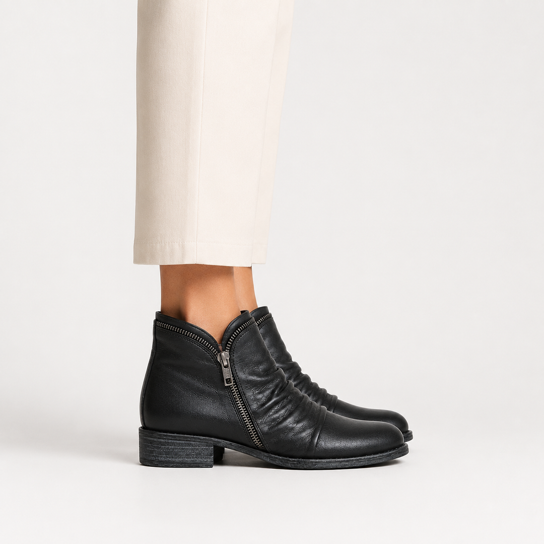 Stiefeletten Damen Kunstleder Reißverschluss Bequem