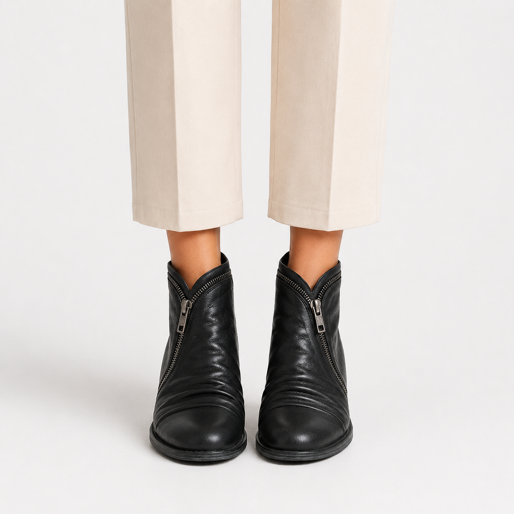 Stiefeletten Damen Kunstleder Reißverschluss Bequem