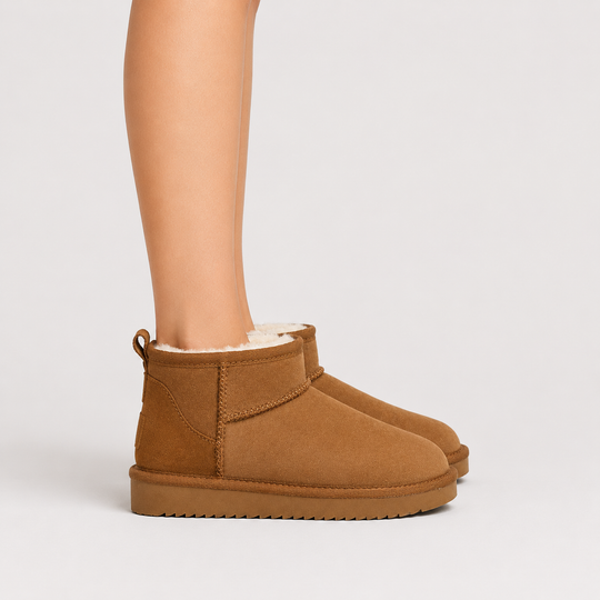 Winterboots Damen Kunstfell Warm Gefüttert Kurz Bequem
