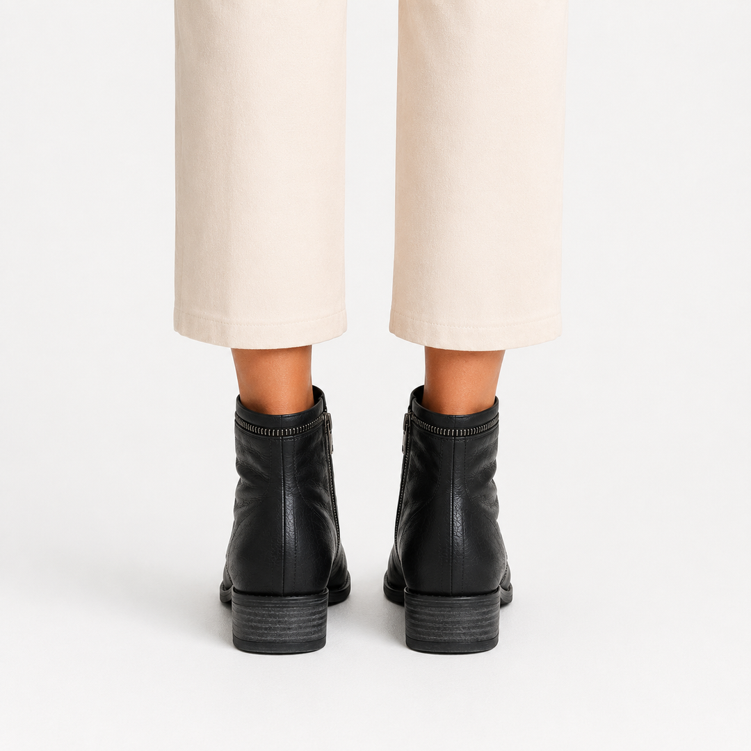 Stiefeletten Damen Kunstleder Reißverschluss Bequem