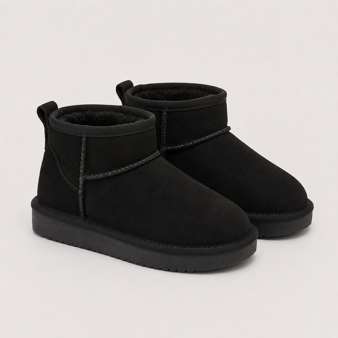Winterboots Damen Kunstfell Warm Gefüttert Kurz Bequem