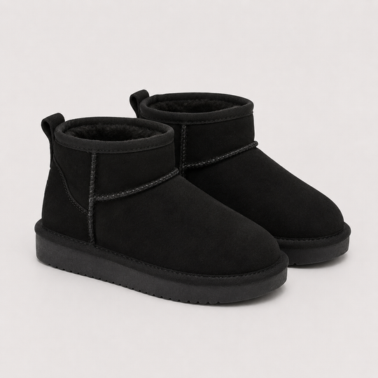Winterboots Damen Kunstfell Warm Gefüttert Kurz Bequem