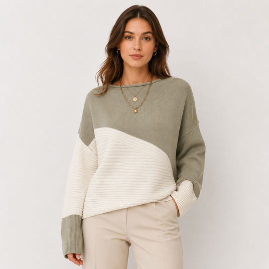 Pullover Damen Oversized Strick Überschnittene Schultern