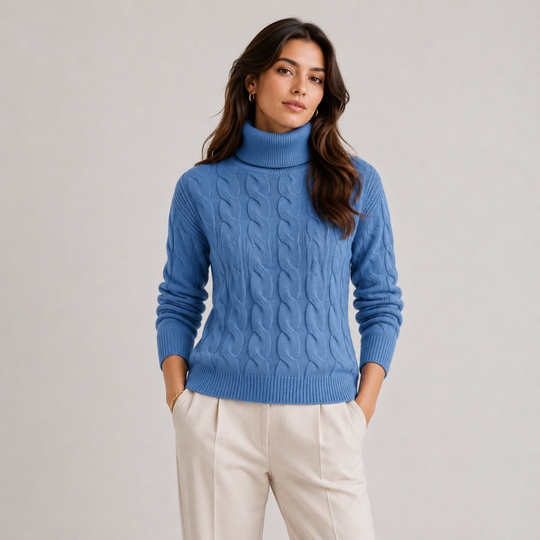 Rollkragenpullover Damen Leicht Warm Langarm Feinstrick