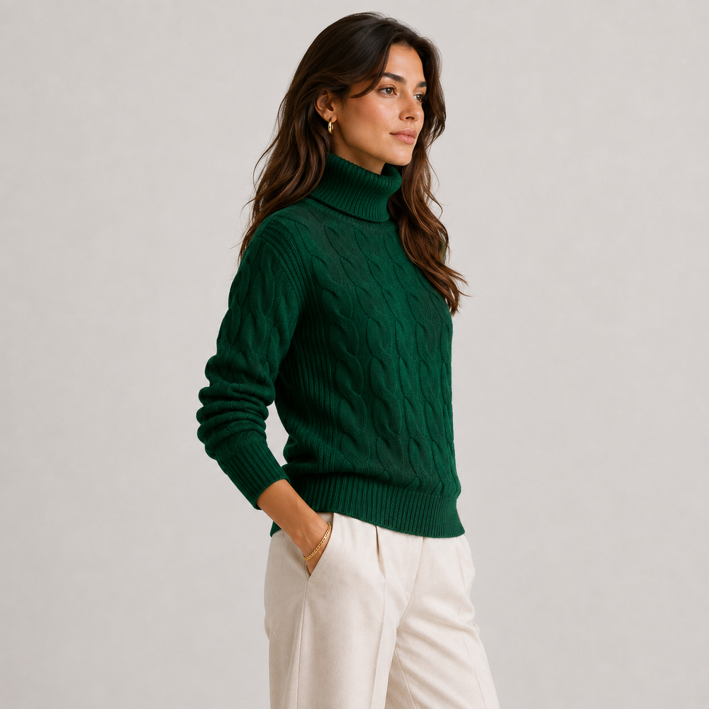 Rollkragenpullover Damen Leicht Warm Langarm Feinstrick