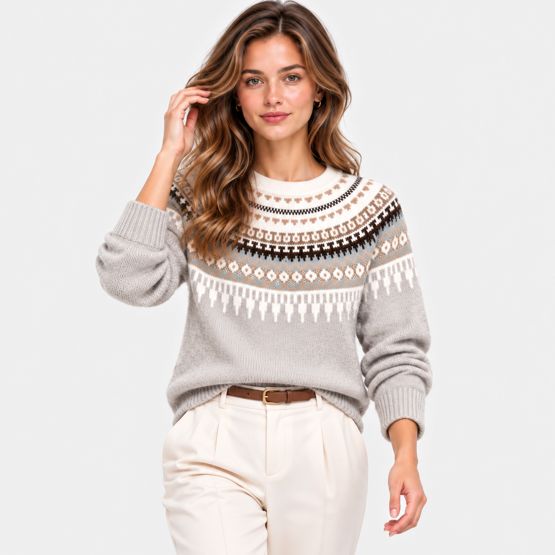 Norwegerpullover Damen Fair Isle Muster Warm Strick