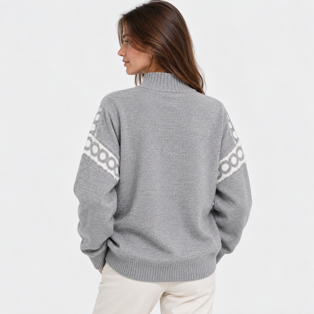 Pullover Damen Stehkragen Oversized Strick Warm