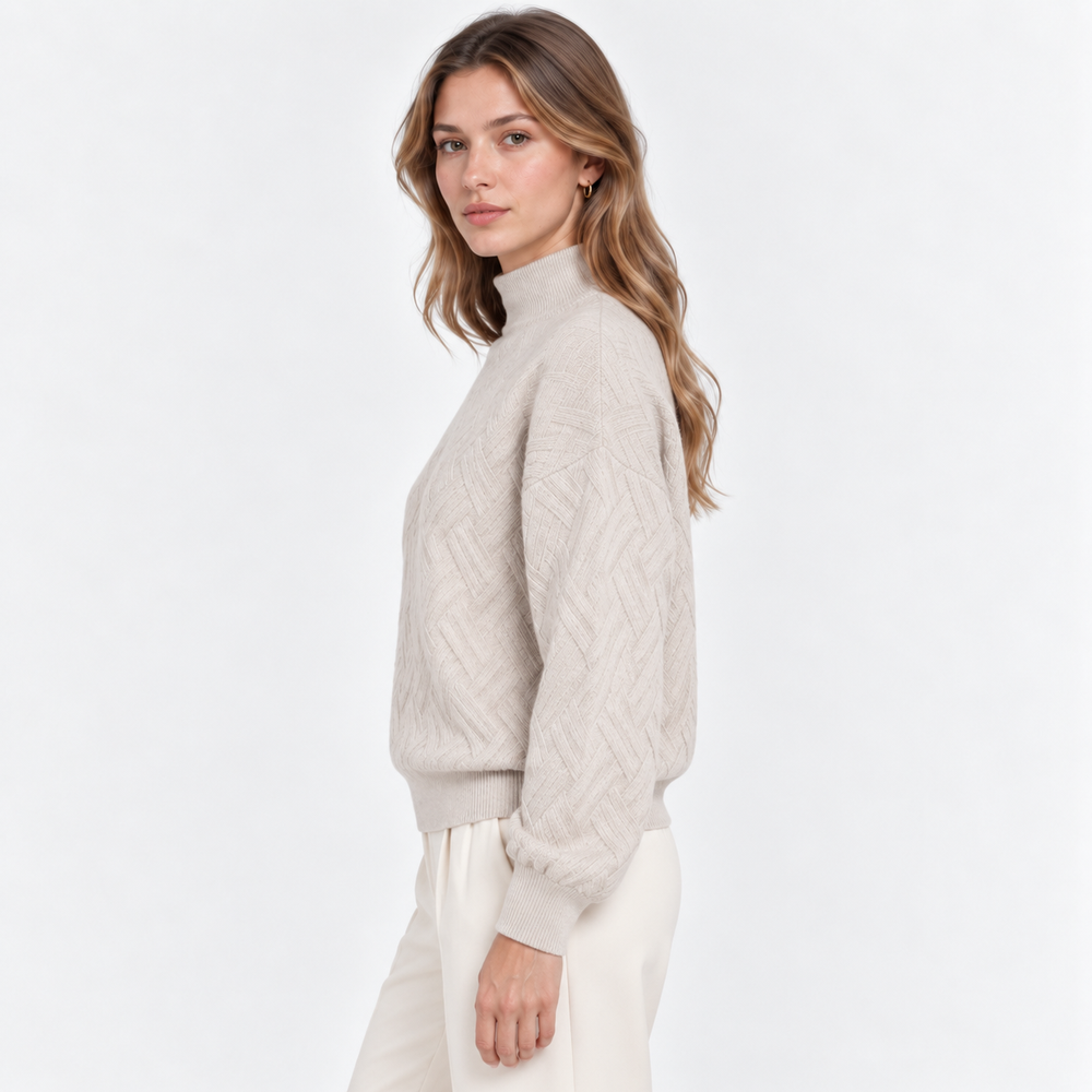 Rollkragenpullover Damen Weich Kuschelig Herbst Strick